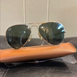 Ray-Ban Gold Aviator Sunglasses with Dark Lenses